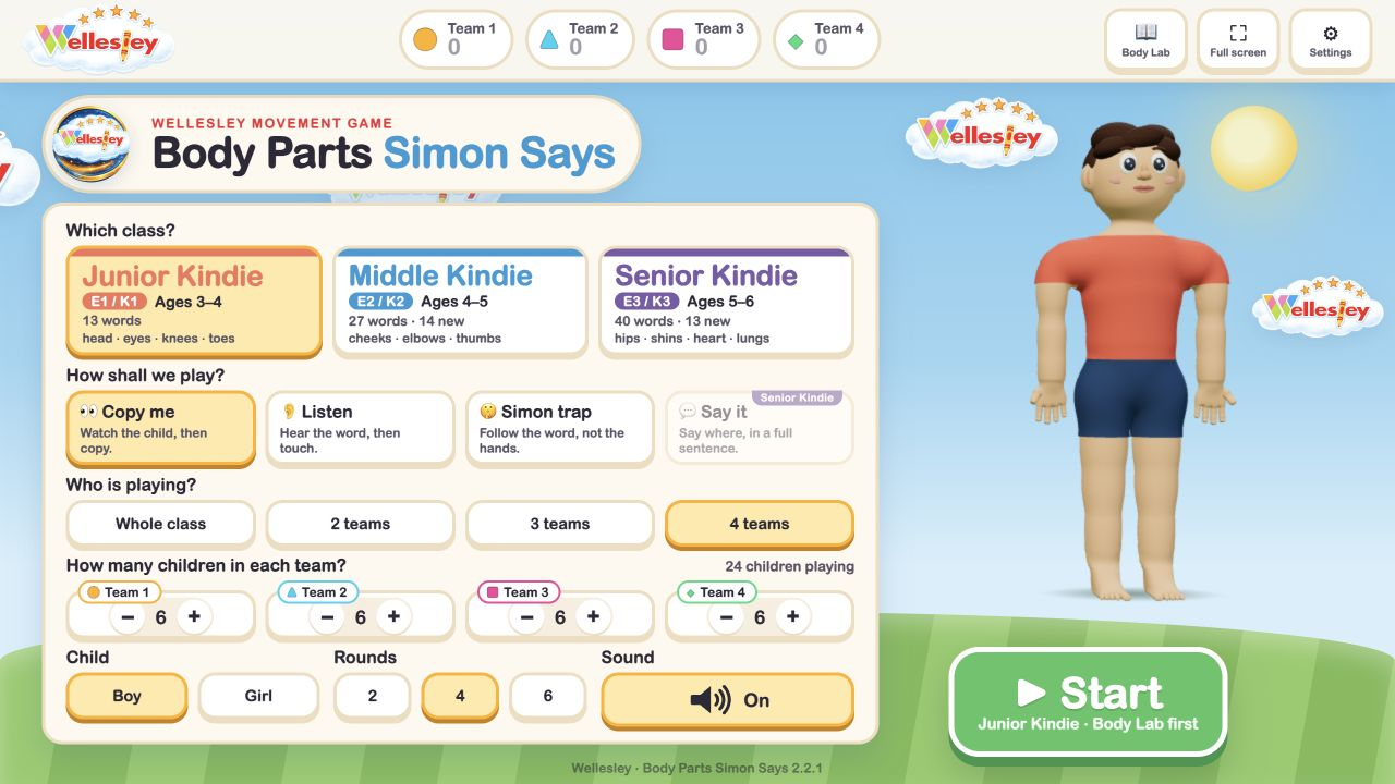 Body Parts Simon Says game preview
